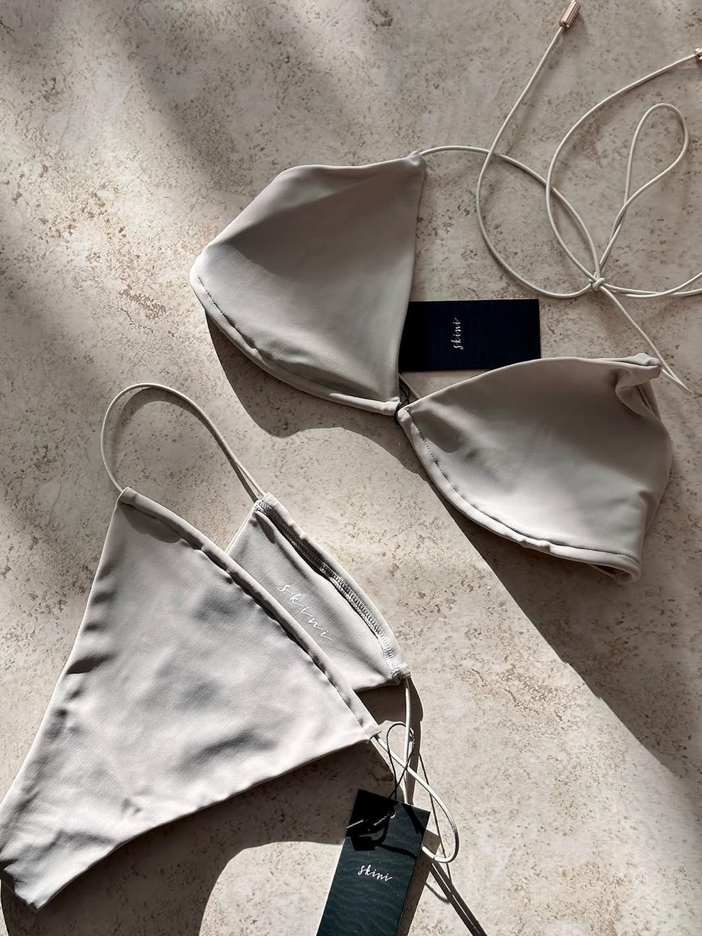 Triangle Tie Bikini Set in Soft Cream